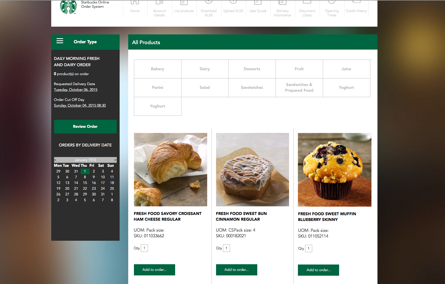 AmRest Starbucks Online Order System Customer Login